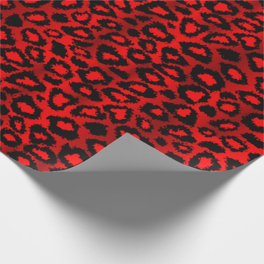 Papier Cadeau Peau d'animal rouge léopard exotique (Coin)