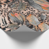 Papier Cadeau Peaux animales d'afrique sauvage avec patte de fle (Coin)