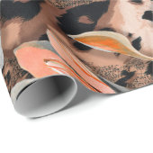 Papier Cadeau Peaux animales d'afrique sauvage avec patte de fle (Coin rond)