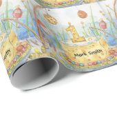 Papier Cadeau Pêche 1er anniversaire (Coin rond)