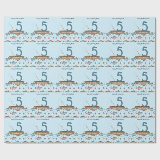 Papier Cadeau Pêche 5e anniversaire (Plat)