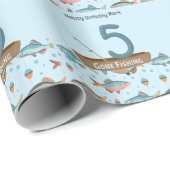 Papier Cadeau Pêche 5e anniversaire (Coin rond)