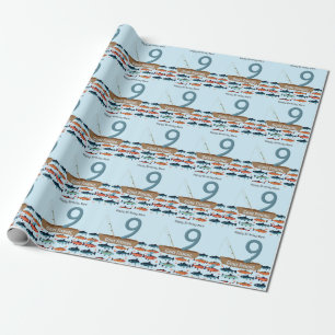 Papier Cadeau Pêche 9e anniversaire