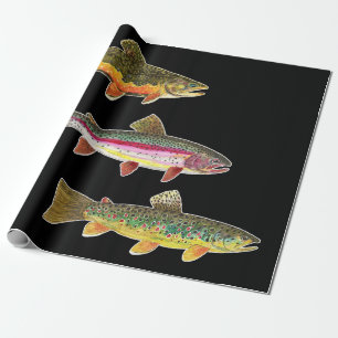 Papier Cadeau Pêche à la truite - Broyage, Brown, Arc en ciel