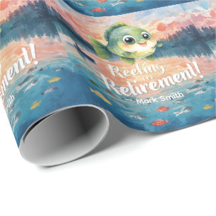 Papier Cadeau Pêche à l'huile dans l'aquarelle de la partie de l