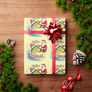 Papier Cadeau Pêche avec Noël du Père Noël