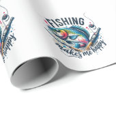 Papier Cadeau Pêche-Cadeaux Fisher Rend Mon Joyeux (Coin rond)