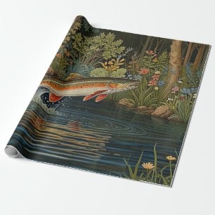 Papier Cadeau Pêche de poissons rustique pêche à la mouche