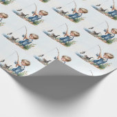 Papier Cadeau Pêche Garçon Avec Kitten (Coin)