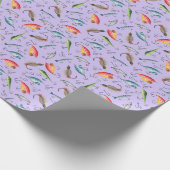 Papier Cadeau Pêche leurres sur le violet clair (Coin)