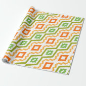Papier Cadeau Pêche Orange Et Vert (Déroulé)