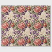 Papier Cadeau Pêche romantique et Roses de corail (Plat)