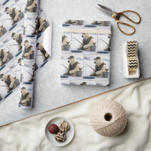 Papier Cadeau Pêche sur glace d'ours polaire
