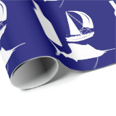 Papier Cadeau Pêcher la silhouette du marlin sur les pères bleus (Coin rond)