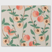 Papier Cadeau Pêcher les branches d'arbres avec des feuilles et  (Plat)