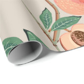 Papier Cadeau Pêcher les branches d'arbres avec des feuilles et  (Coin rond)