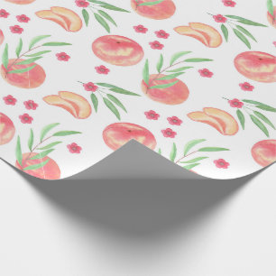 Papier Cadeau pêches fruits personnalisé fleurs de fruits jardin