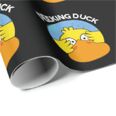 Papier Cadeau Peeking Canard drôle Animal chinois Dish Pun Dark (Coin rond)