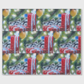 Papier Cadeau Peeking Raccoons Cadeaux de Noël (Plat)