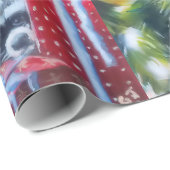 Papier Cadeau Peeking Raccoons Cadeaux de Noël (Coin rond)