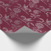 Papier Cadeau Pegasus Royal Damask Floral Maroon Bourgogne Argen (Coin)