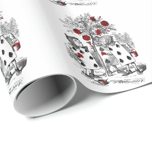 Papier Cadeau Peignant les roses rouges (Coin rond)