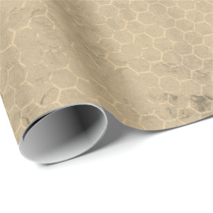Papier Cadeau Peigne d'abeille en or Kraft dénaturé Grunge