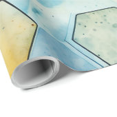 Papier Cadeau Peigne de miel bleu et or (Coin rond)