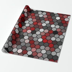 Papier Cadeau Peigne en rouge, miel comme motif hexagone