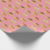 Papier Cadeau Peint à la main, joli beignet de Hannukah à motif (Coin)