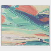 Papier Cadeau Peinture à la main abstraite peinture marbré bleu  (Plat)