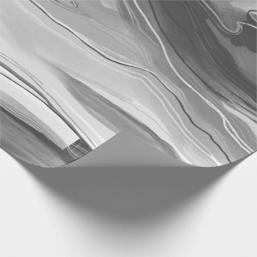 Papier Cadeau Peinture à la main abstraite peinture marbré noir  (Coin)