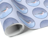 Papier Cadeau Peinture à la souris - Oiseau original (Coin rond)