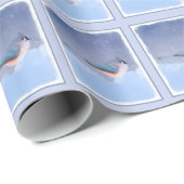 Papier Cadeau Peinture à la souris - Oiseau original (Coin rond)