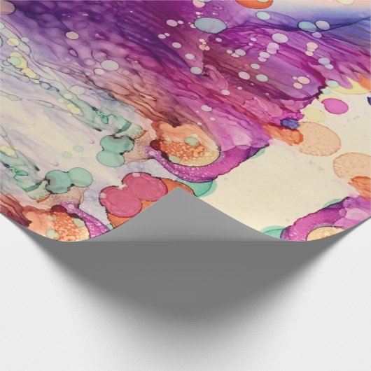 Papier Cadeau Peinture à l'encre d'alcool pourpre (Coin)