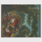 Papier Cadeau peinture à panier à fleurs antique (Plat)
