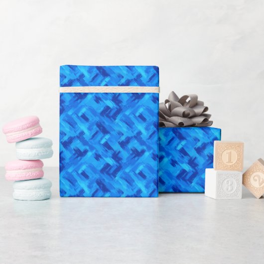 Papier Cadeau Peinture Abstraite Bleue (Baby Shower)