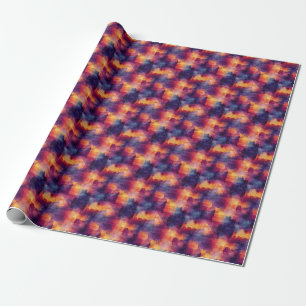 Papier Cadeau Peinture Abstraite Bleue/Violette/Jaune