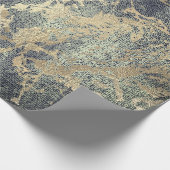 Papier Cadeau Peinture Abstraite Cali Green Pinceau métal doré (Coin)