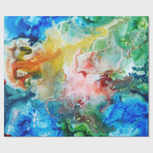 Papier Cadeau Peinture abstraite colorée de galaxie (Plat)