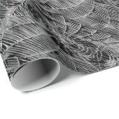 Papier Cadeau Peinture Abstraite D'Une Cobweb Blanc Gris Sur Noi (Coin rond)