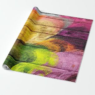 Papier Cadeau Peinture Abstraite en bois coloré #5
