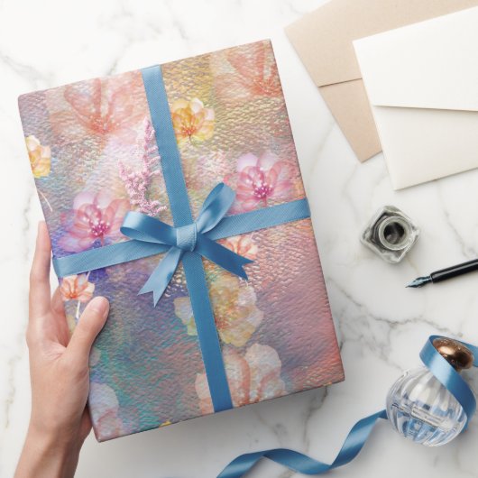 Papier Cadeau Peinture Abstraite et fleurs (Cadeaux)