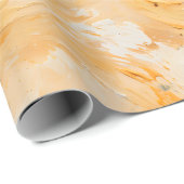 Papier Cadeau Peinture Abstraite Jaune et Blanche (Coin rond)