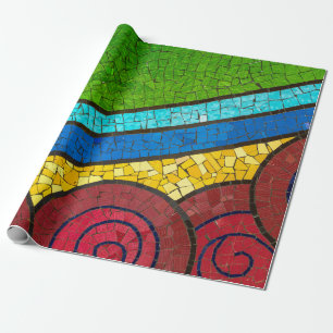 Papier Cadeau Peinture abstraite verte et rouge