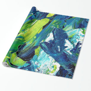 Papier Cadeau Peinture acrylique abstraite en bleu