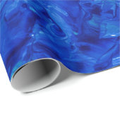 Papier Cadeau Peinture acrylique bleu or jaune d'Artsy Cobalt (Coin rond)