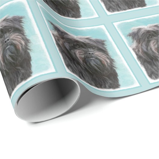 Papier Cadeau Peinture Affenpinscher - Joli art original chien (Coin rond)