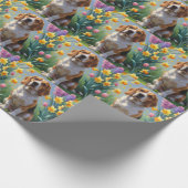 Papier Cadeau Peinture beagle Fleurs de printemps de chien (Coin)