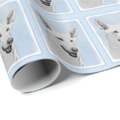 Papier Cadeau Peinture blanche de berger - art original mignon (Coin rond)